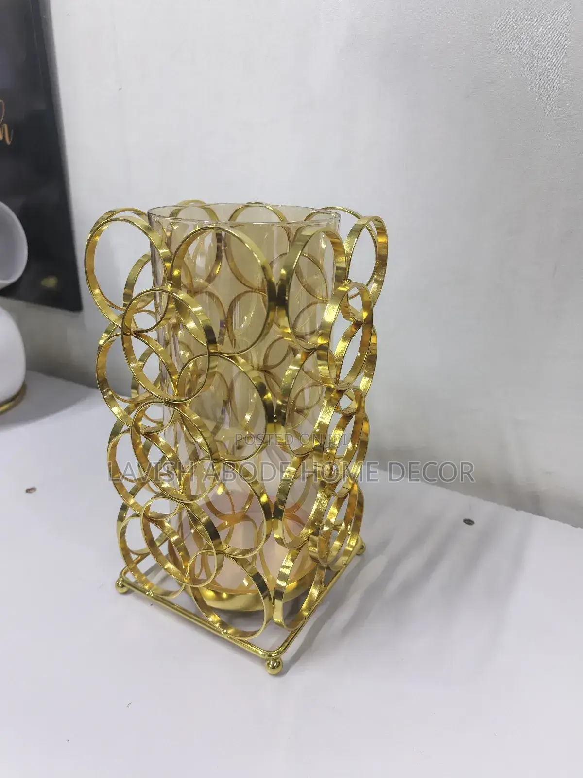 Small Gold Glass Polished Flower Vase