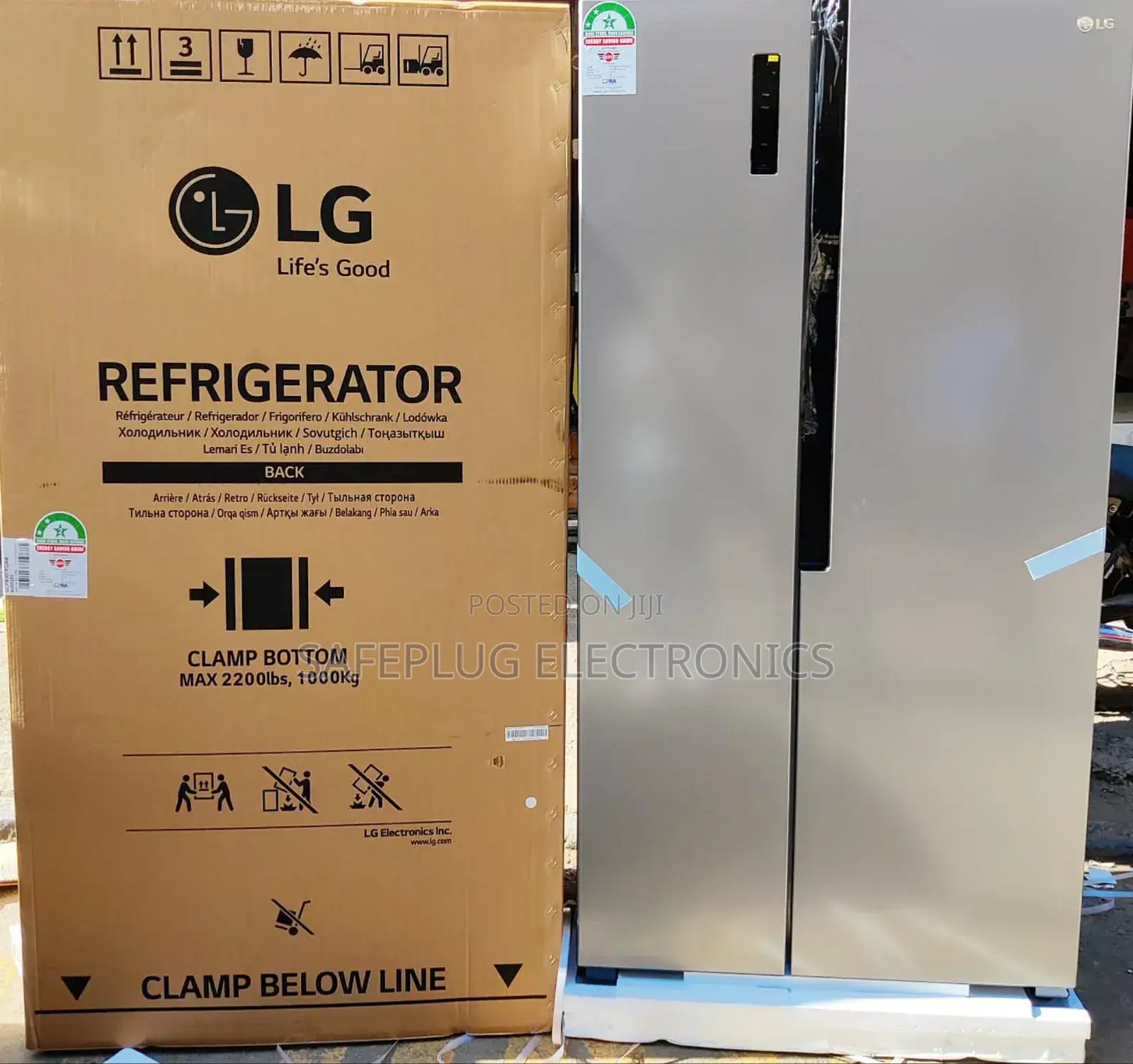 Lg Side by Side Fridge - 519 Litres No Frost Gc-Fb507pqam Top Freezer