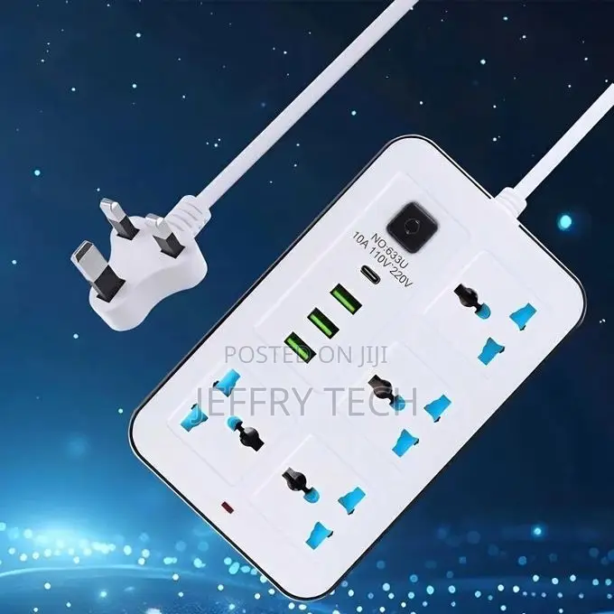 Power Strip With 4 Ac Outlets, 3 Usb Ports 1 Type-C, Power Hub, Po