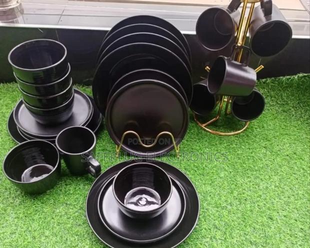 Mate Black - 24 Pieces Quality Dinner Set - Thick Designed