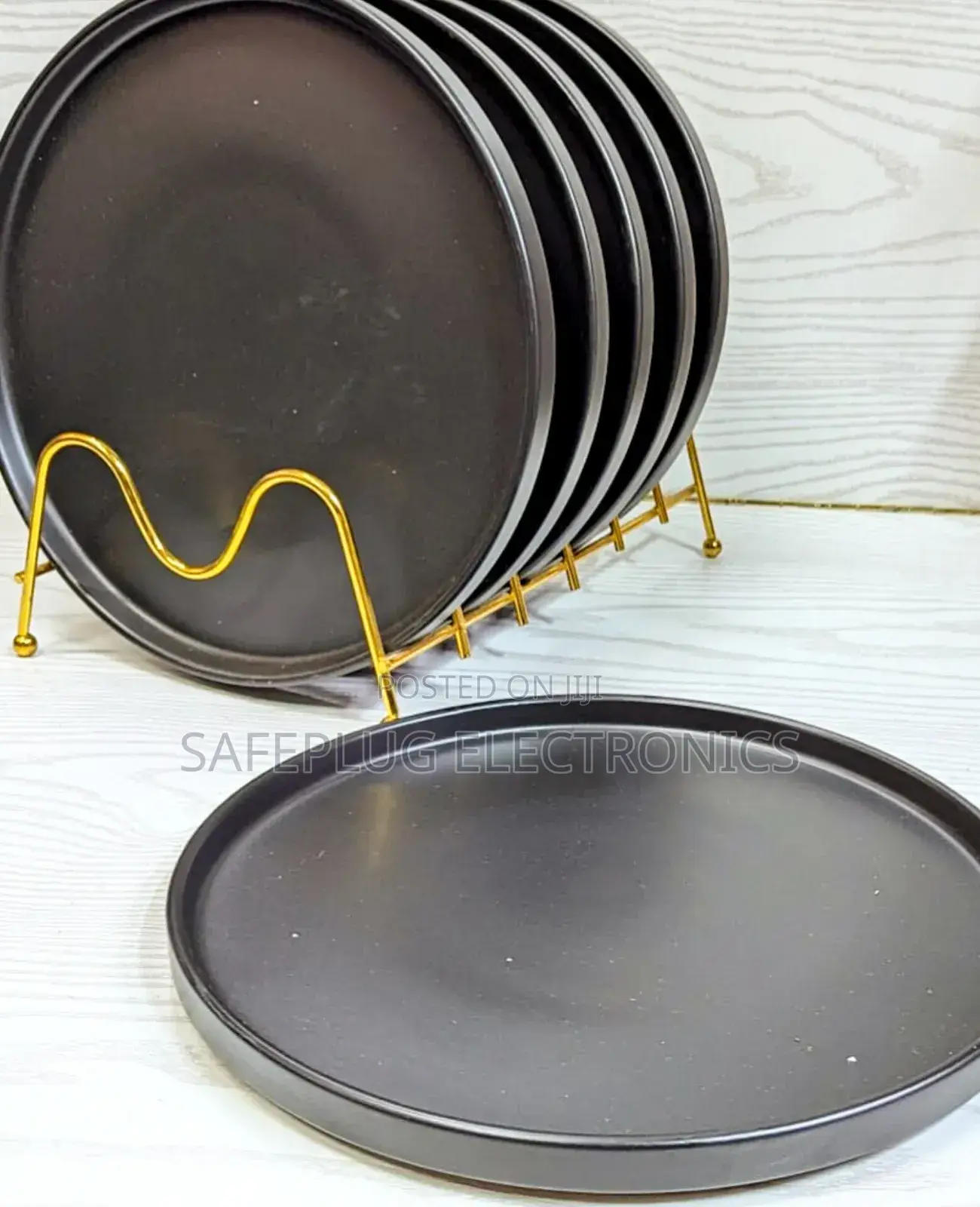 10.5" Inches Ceramic Black, Dinner Plates