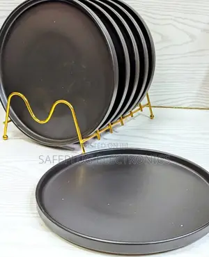 10.5" Inches Ceramic Black, Dinner Plates