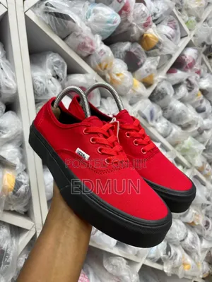 Red Black Sole Off the Wall Vans Sale