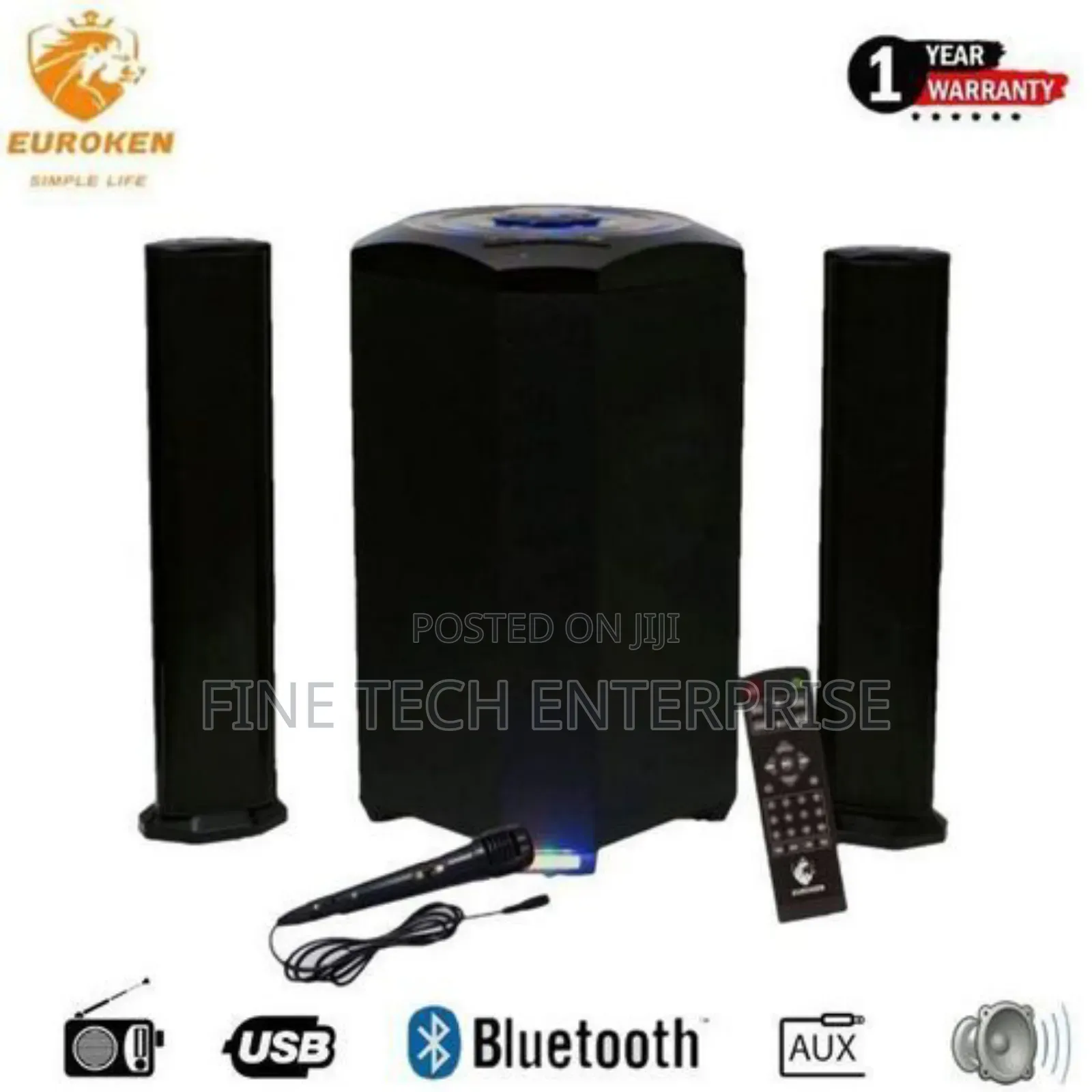Euroken Mtungi Ek-607 2.1ch Multimedia System-20000w + Bluetooth