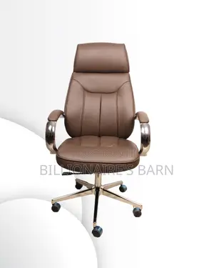 Ergonomic Brown Executive Leather Office Chair | Swivel Base