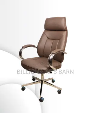 Ergonomic Brown Executive Leather Office Chair | Swivel Base