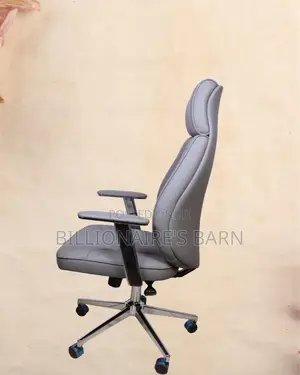 Grey Executive Leather Office Chair | Ergonomic Lumbar Support