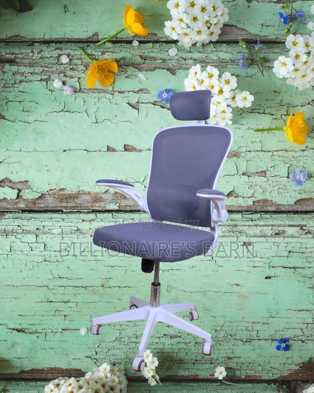 Space-Saving White Ergonomic Office Chair | High-Density Foam Seat - thumbnail 3