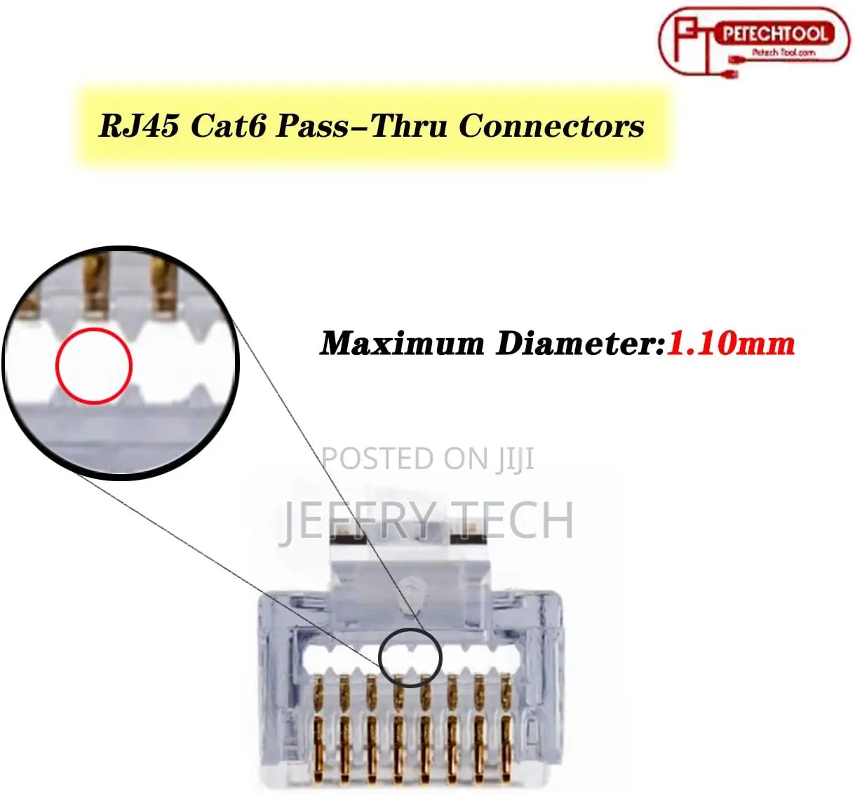 Rj45 Cat6 Connector End Pass Through Ethernet 8p8c Modular Plug for Et