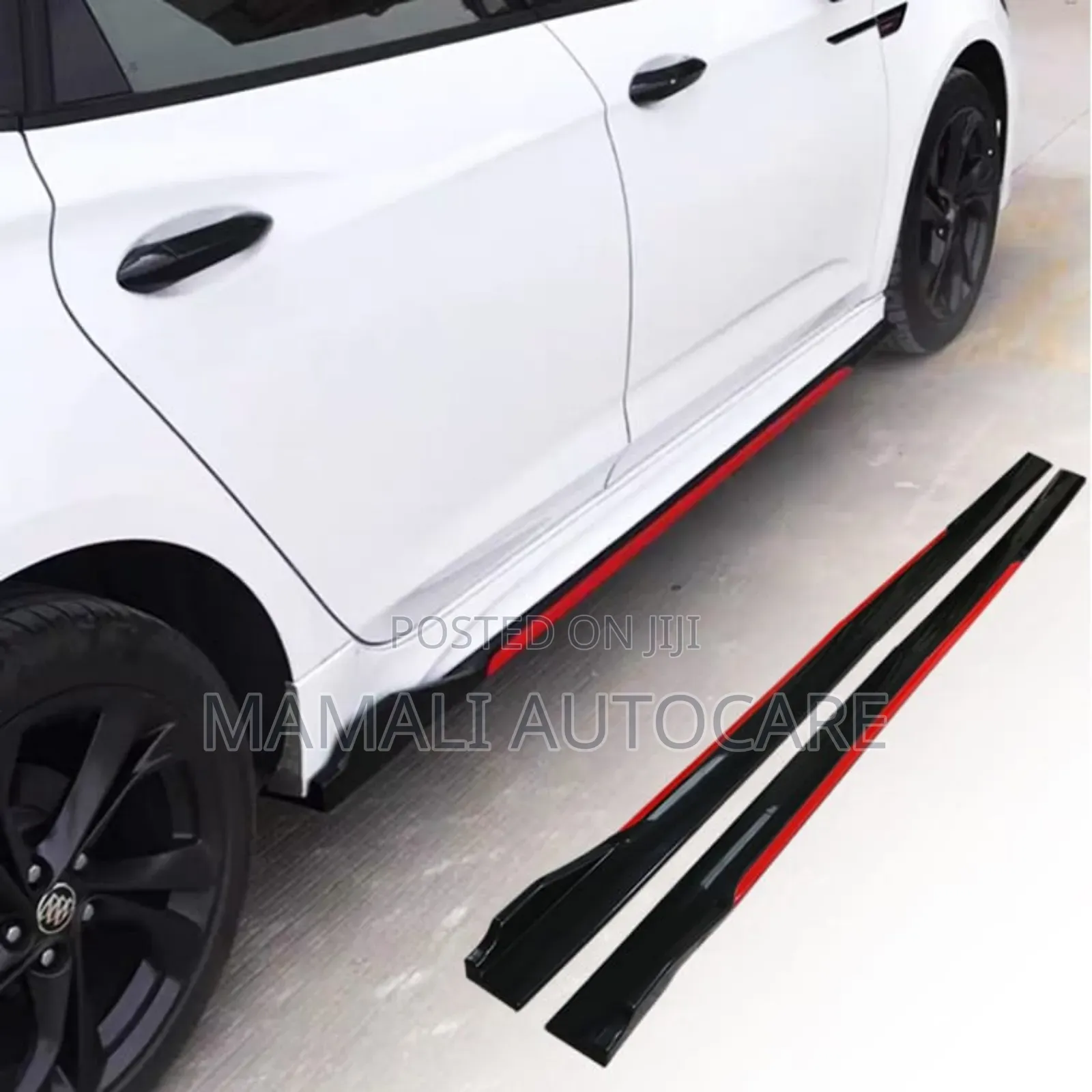 Universal Black Red Side Skirt Protector Rubber Lip