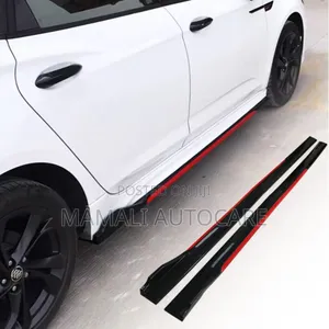 Universal Black Red Side Skirt Protector Rubber Lip