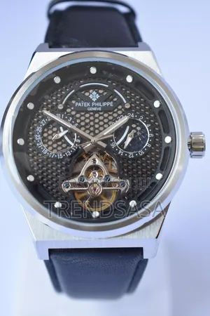 Patek Philippe Black Leather Straps Tourbillon Watch