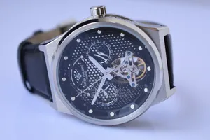 Patek Philippe Black Leather Straps Tourbillon Watch