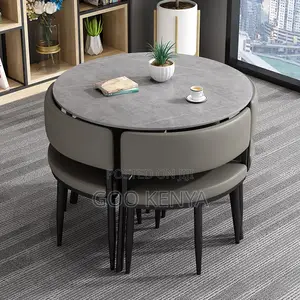 Dining Set; Modern Marble Dining Set With 4 Leather Chairs