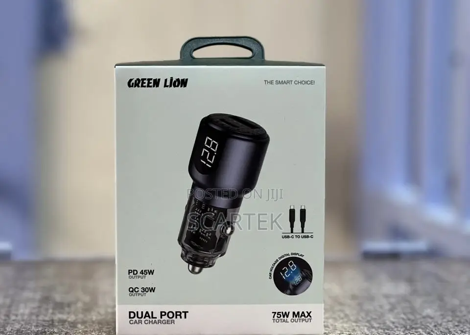 Green Lion Dual Port Car Charger 75w Max Total Output