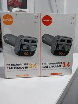 Porodo Fm Transmitter and Fast Charging Car Charger – Black