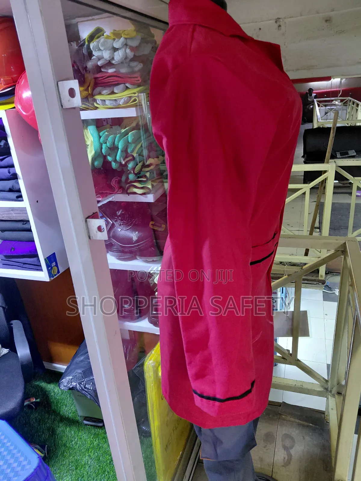 Red Dustcoat With Black Piping