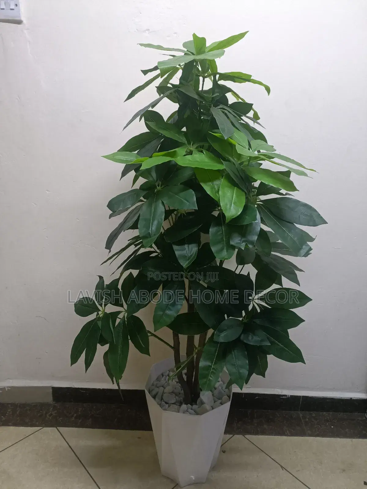 Big Artificial Mango Plant in White Planter