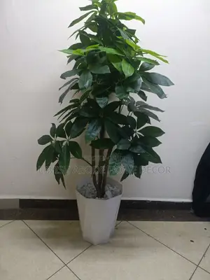 Big Artificial Mango Plant in White Planter