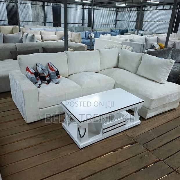 Dramatic White 6 Seater L Sofa - main view