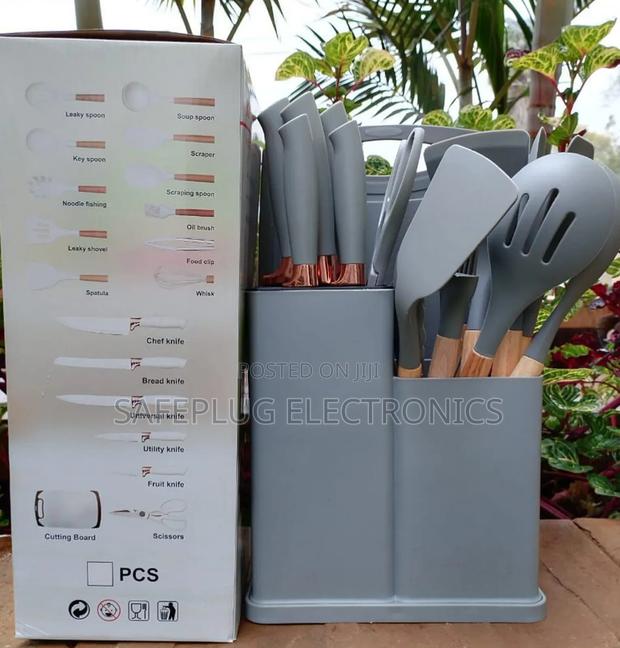 19pc Executive Silicone Spoons Set - Grey Black Set - main view