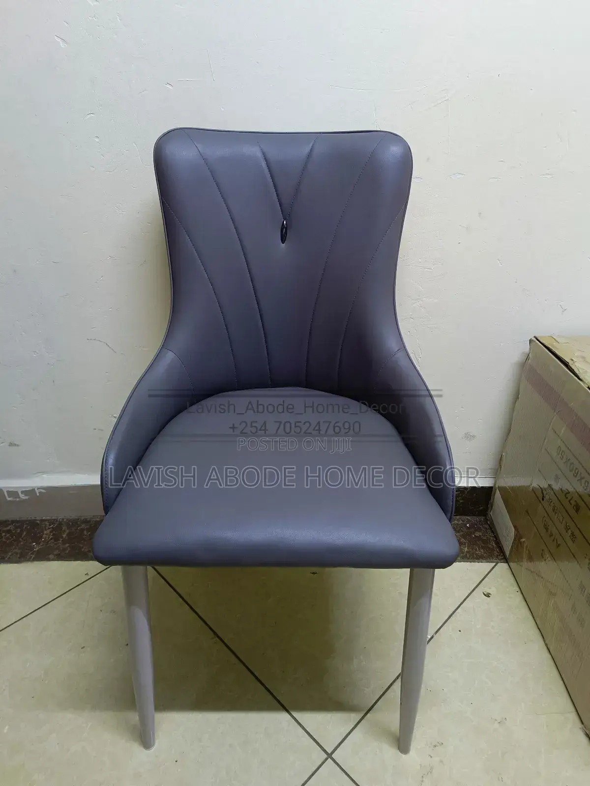 Gray Comfy Leather Dinning Chair