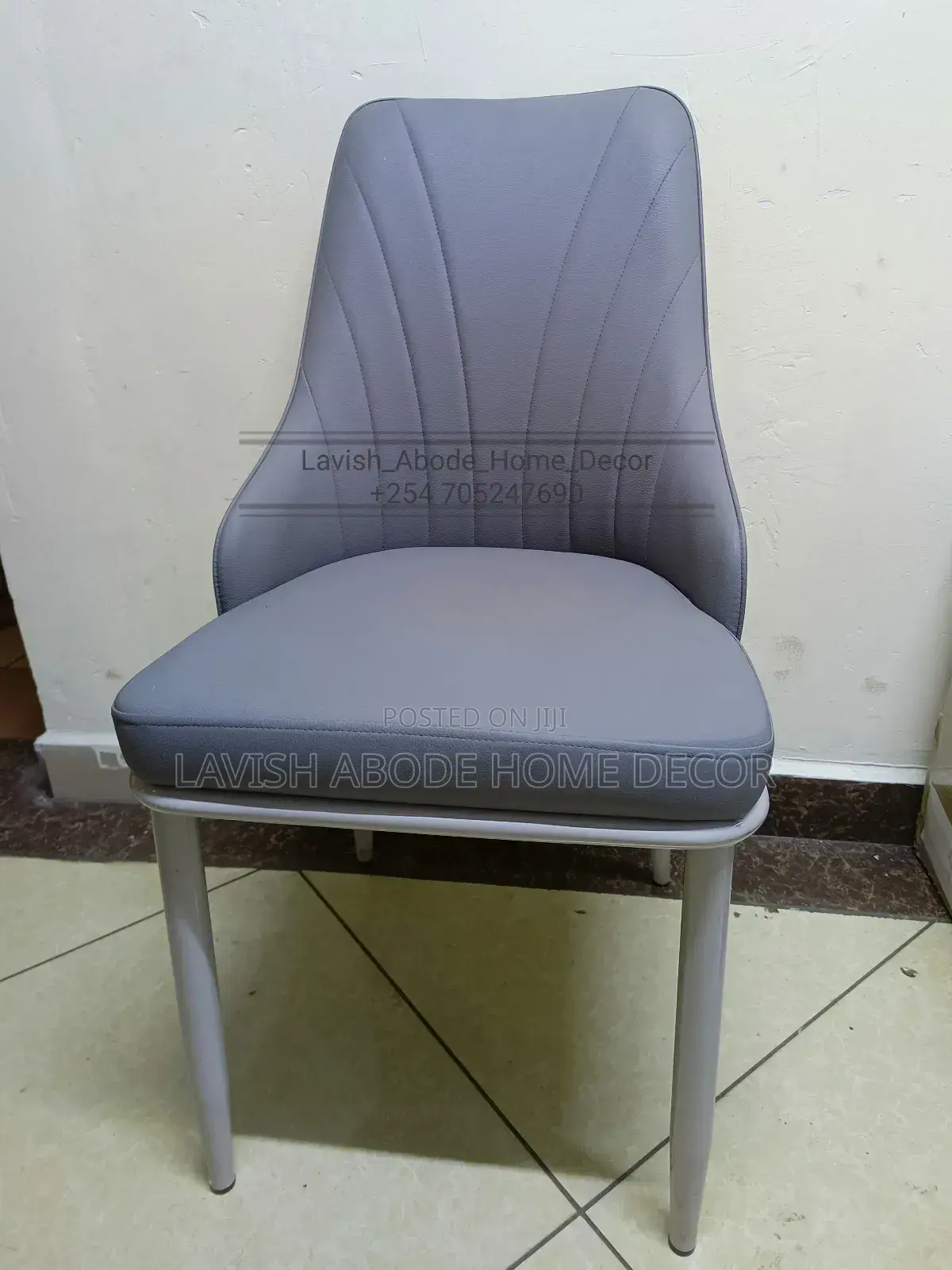 Gray Comfy Leather Dinning Chair