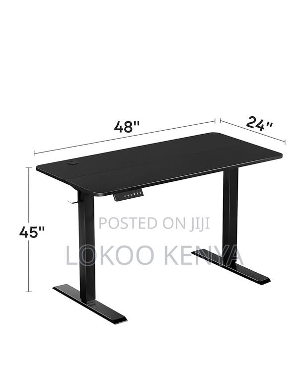 Office Desk : Black Motorized Adjustable Desk (Modern Design) - thumbnail 2