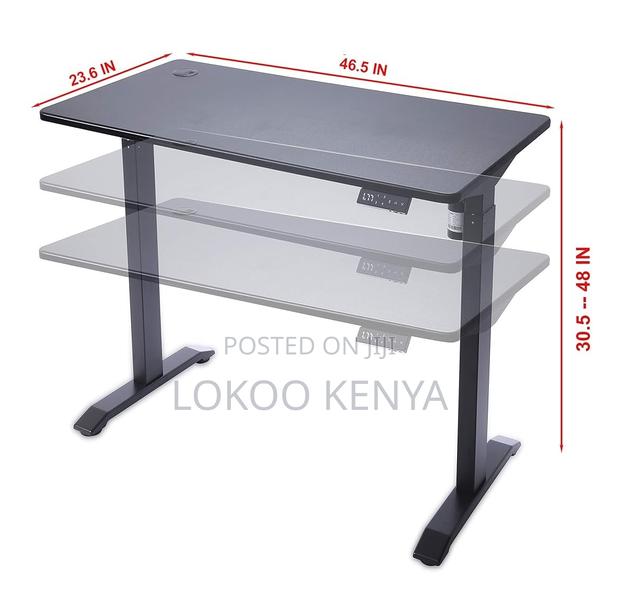 Office Desk : Black Motorized Adjustable Desk (Modern Design) - thumbnail 5