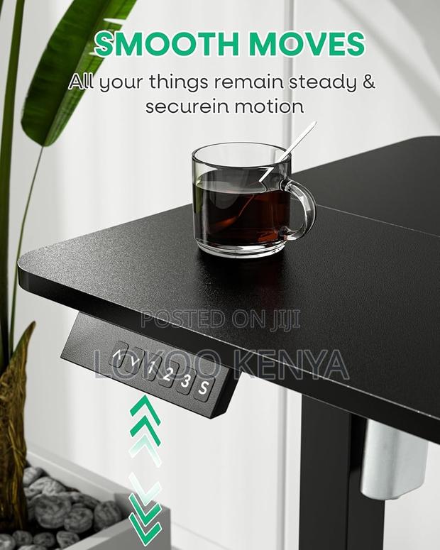 Office Desk : Black Motorized Adjustable Desk (Modern Design) - thumbnail 4