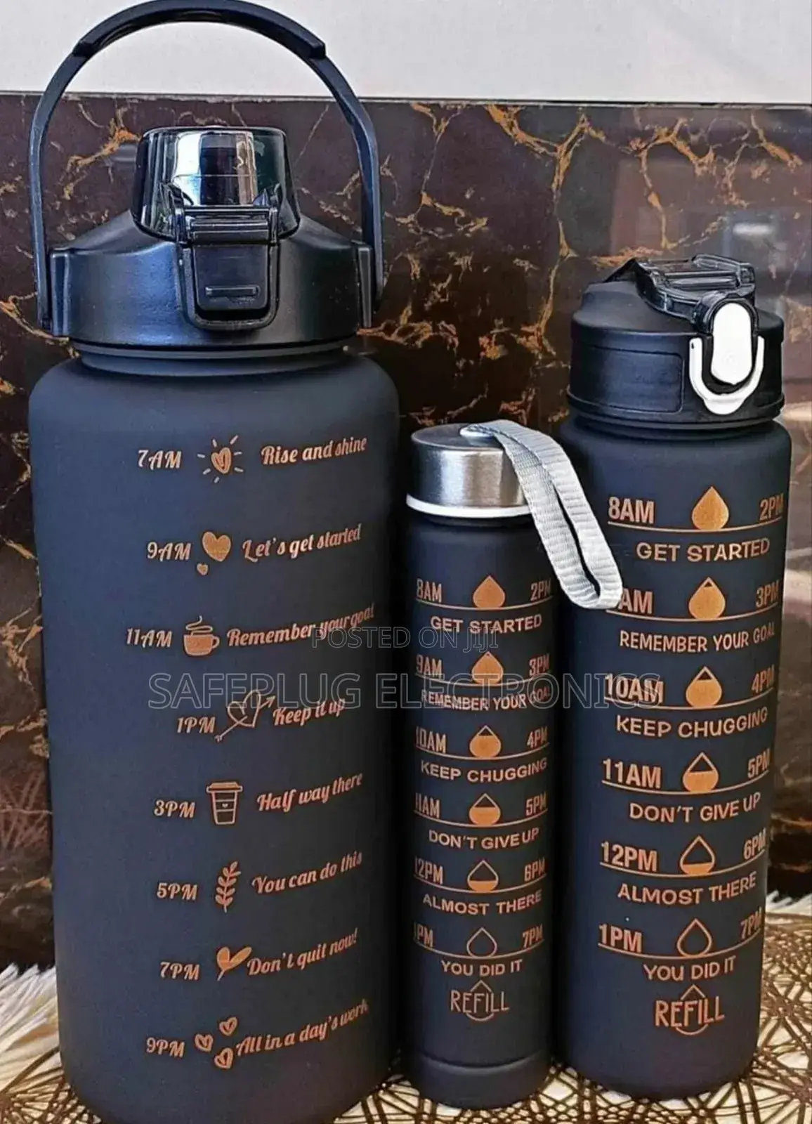 3-in-1 Motivation Hydration Water Bottles - Available in Sizes