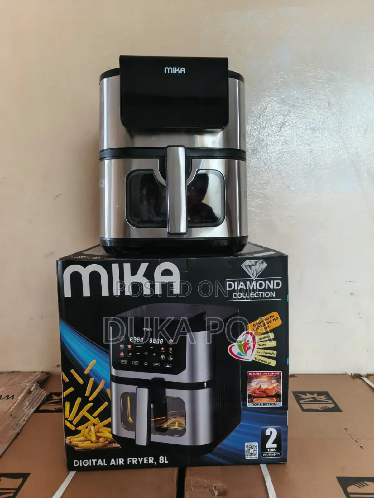 Mika Digital Air Fryer 8l Pre Programmed 1yr Warranty Black.