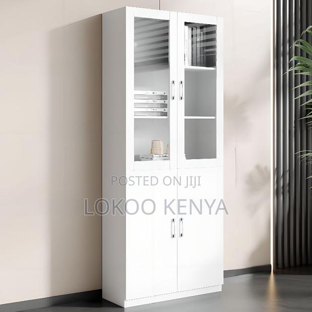 Office Cabinet : 2-Door Modern Office Storage Cabinet With Glass Top