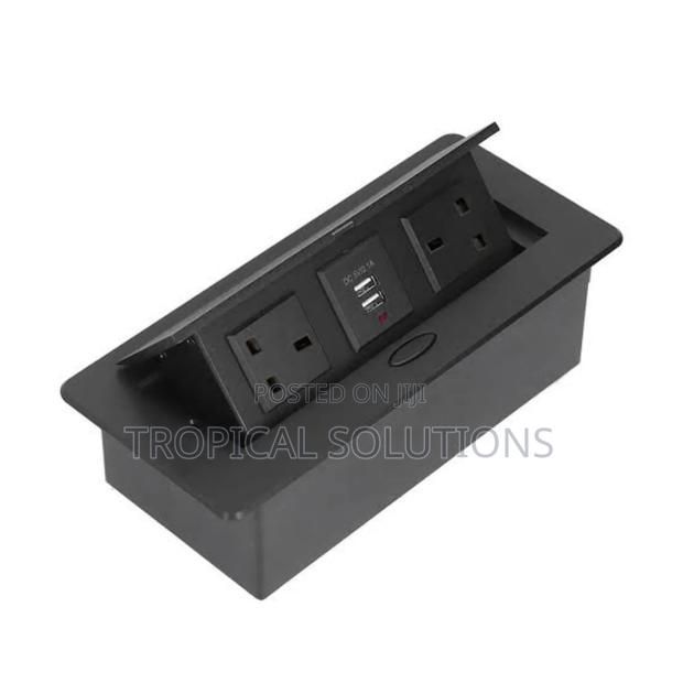 Black Flip Up Socket With 2 Universal Sockets - main view