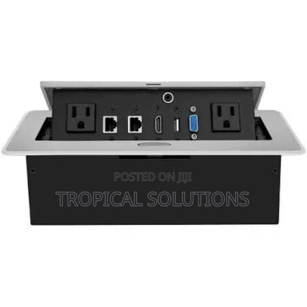 Silver Flip Up Socket With 2 Universal Sockets 1 Cat6 Internet Port - thumbnail 2