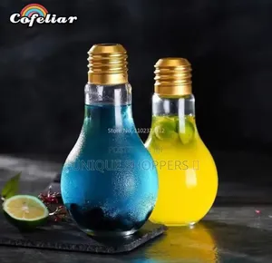 Glass Cups With Straw Light Bulb Shaped Drinking Glasses Novelty Cups