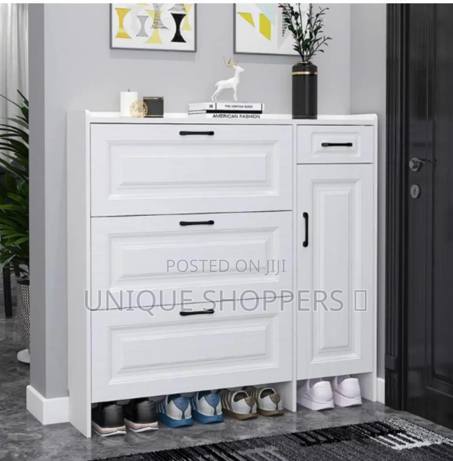 White Modern Ultra Thin Shoe Storage Cabinet