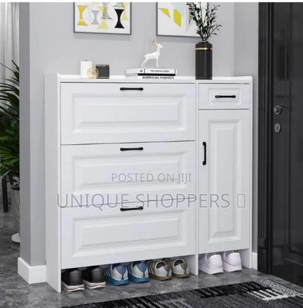 White Modern Ultra Thin Shoe Storage Cabinet