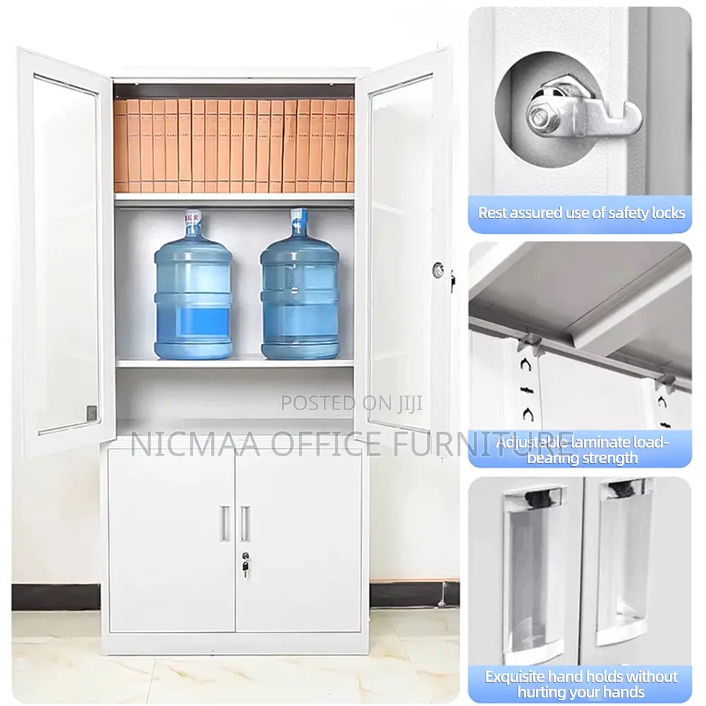 Dual Section With Glass Lockable Doors Cabinet