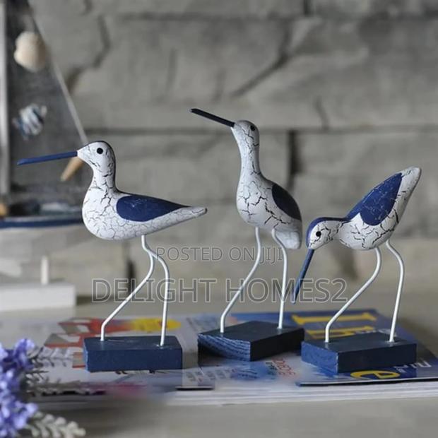 Wooden Seagulls Birds Nautical Figurine Decor_de