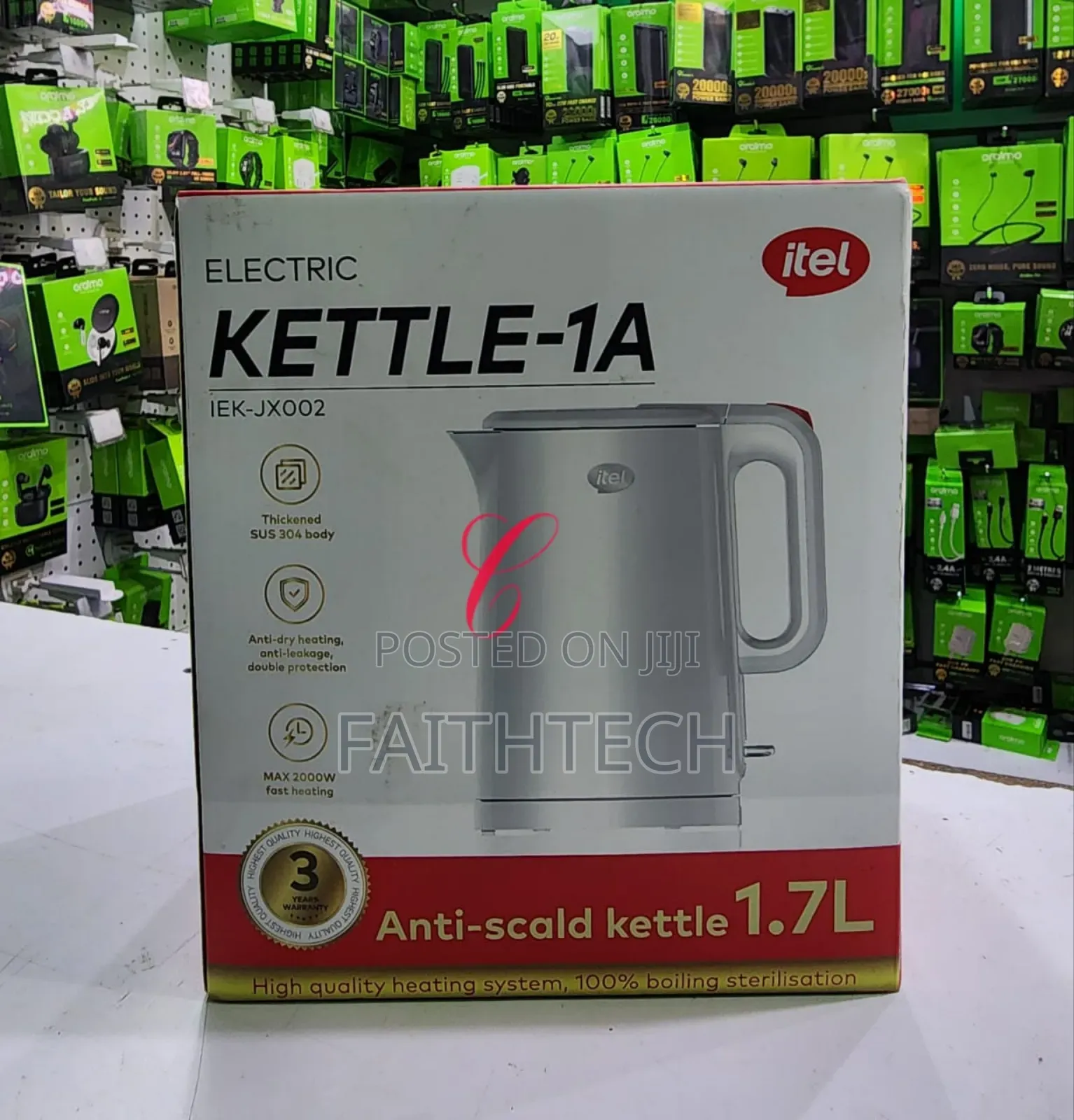 Itel Kettle-1a Iek-Jx002 2,000w 1.7l Anti-Scald Electric Kettle