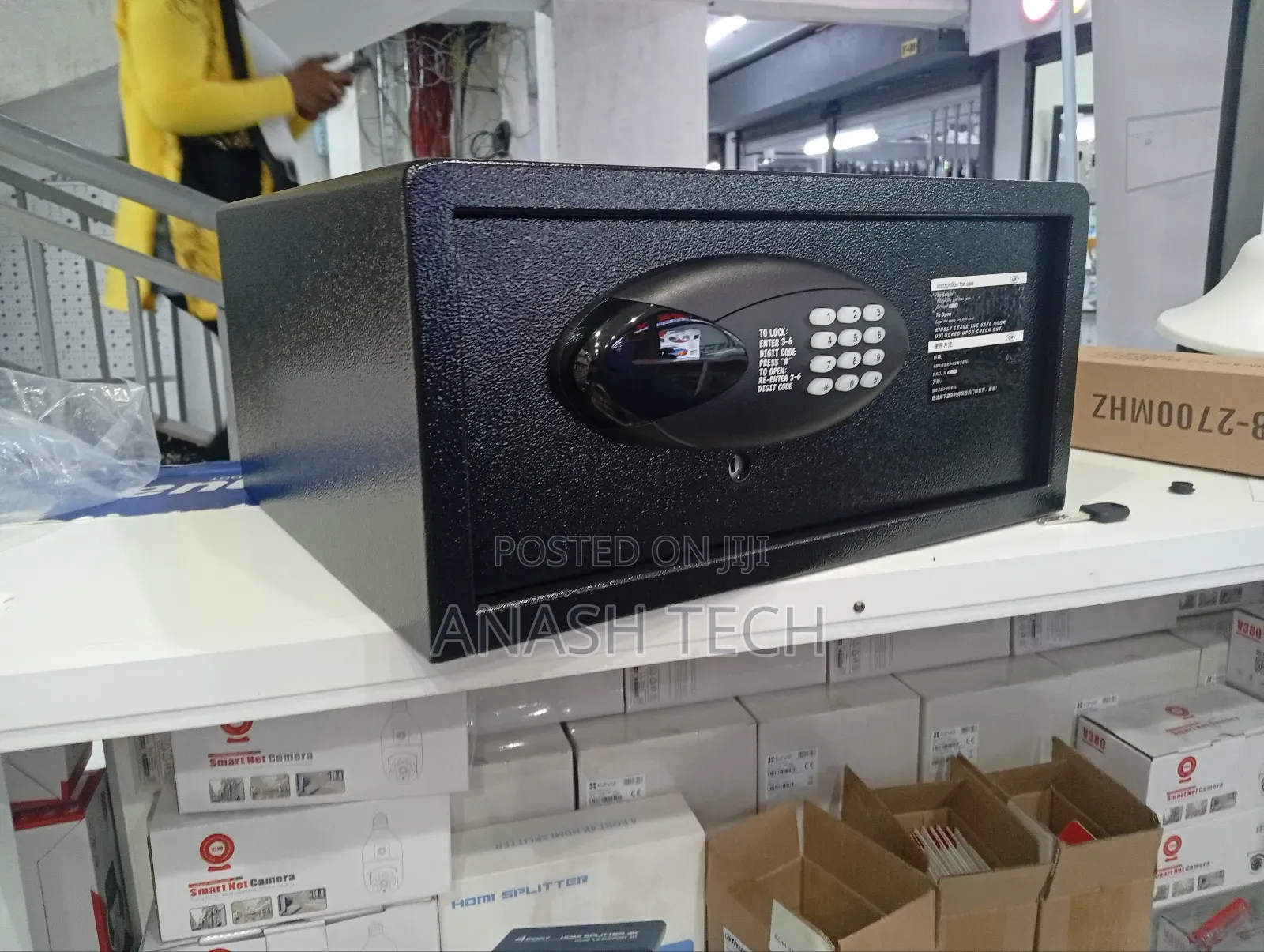 Electronic Safe Box With Mechanical Override,Includes Keys