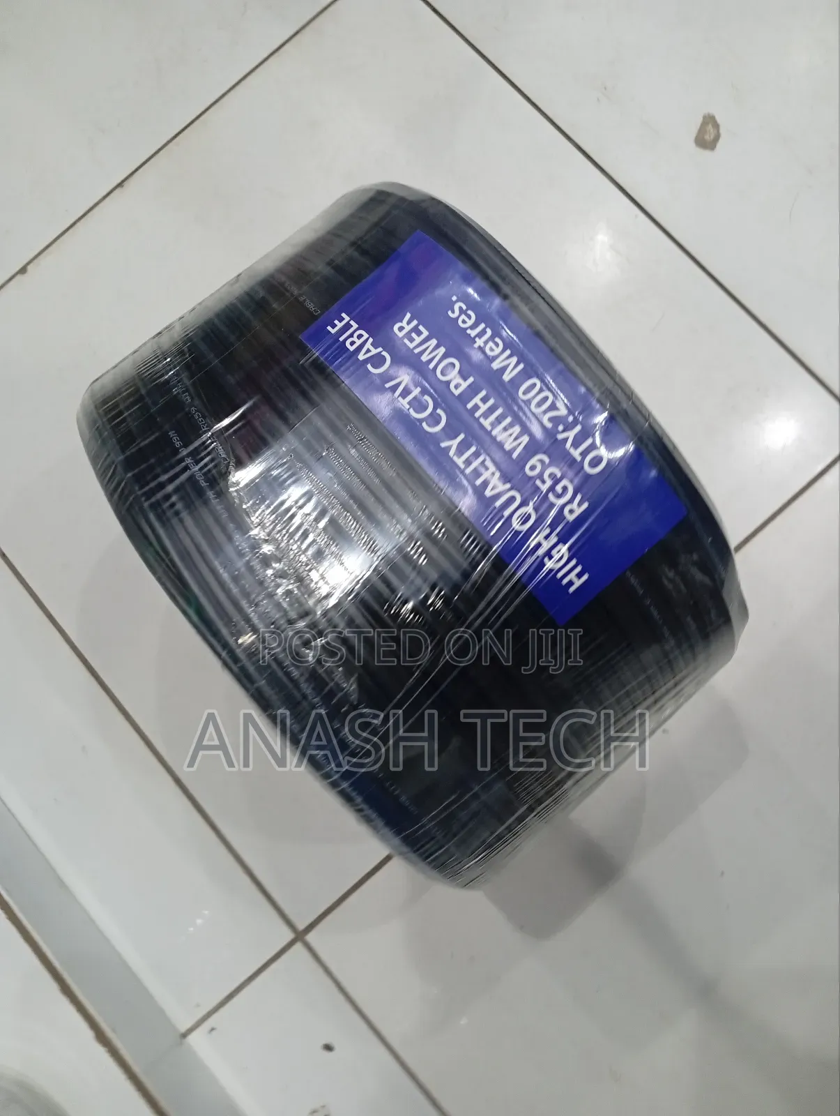 CCTV Rg59 Coaxial Cable With Power 200m Reel- Black