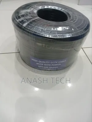 Low Cost CCTV Rg59 Coaxial Cable With Power 200m Reel- Black