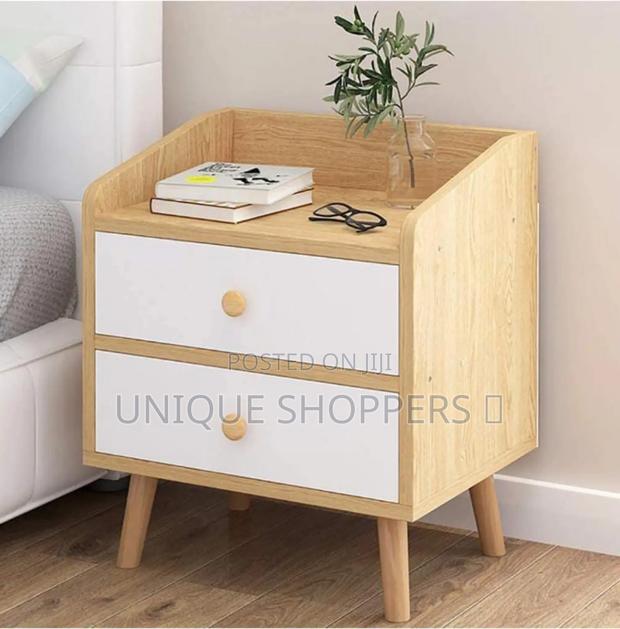 Nightstand End Table With 2 Drawer and Open Storage Shelf Nightst