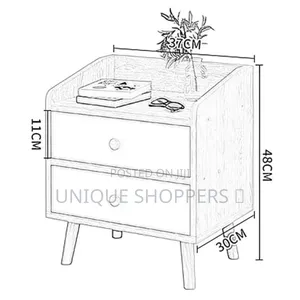 Nightstand End Table With 2 Drawer and Open Storage Shelf Nightst