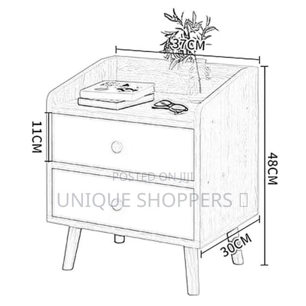 Nightstand End Table With 2 Drawer and Open Storage Shelf Nightst - thumbnail 3