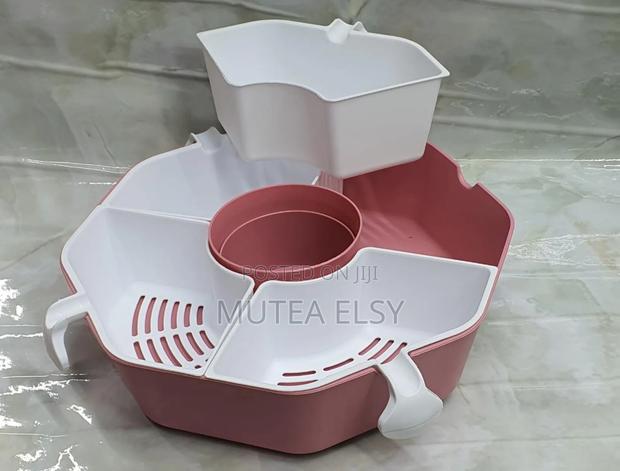 Pink Green 360°Rotating Octagonal Fruit Drainer Baskets - thumbnail 4