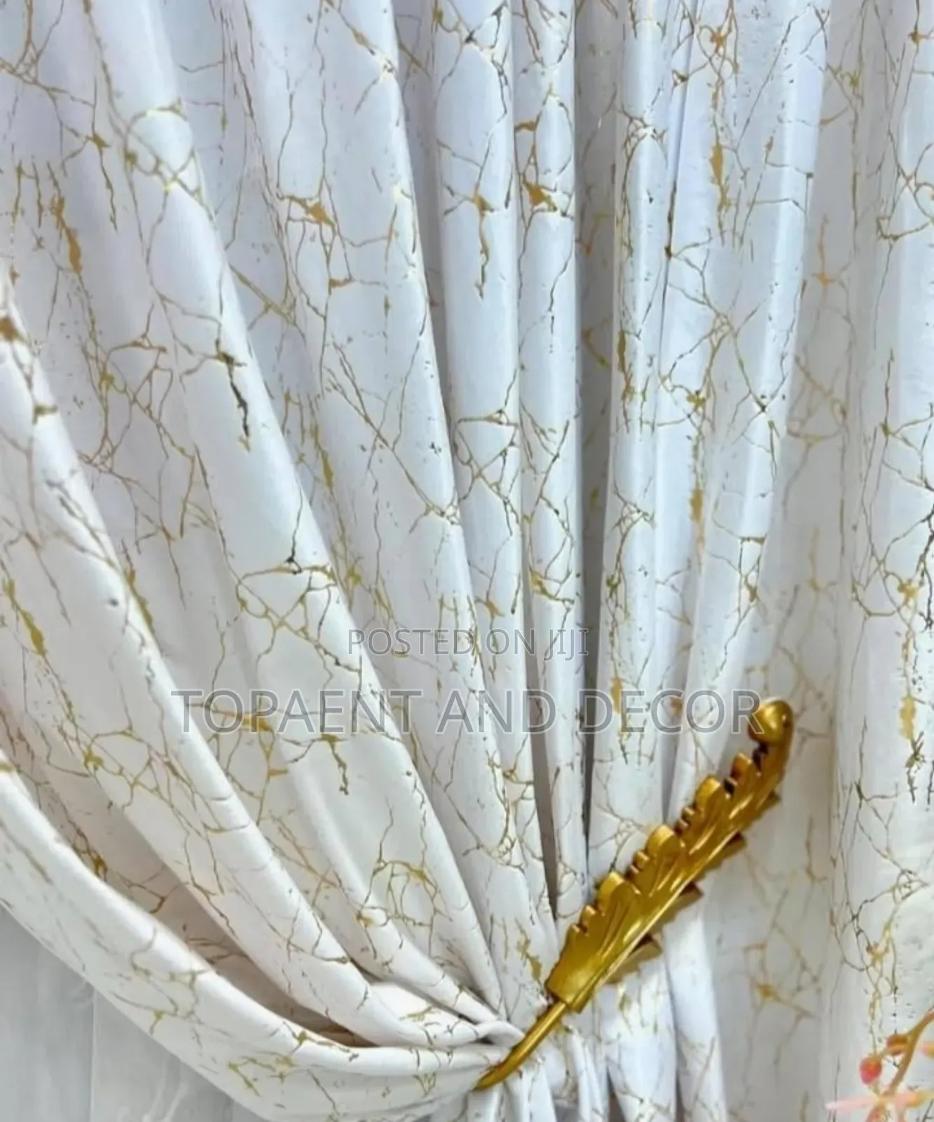 White Velvet Curtains With Gold Patterns for Home Decoration
