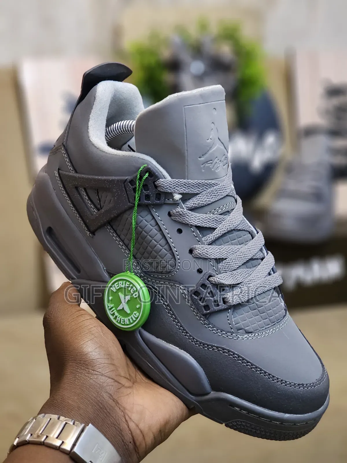 Jordan 4"White Cement " 1st Leather